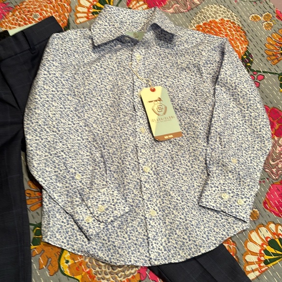 Class/Club Long Sleeve Point Collar Floral Shirt/Window Pane Dress Pants - Picture 2 of 6